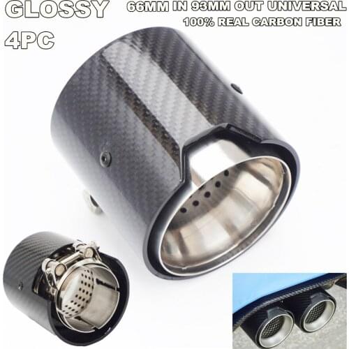 4pcs/lot inlet 66mm outlet 93mm Glossy Carbon Fiber Exhaust tips For M Performance exhaust pipes