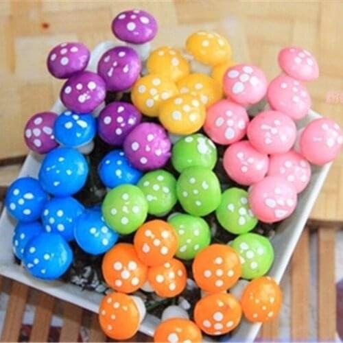 5 PCS Cute Multi-colored Foam Mushrooms Miniatures for Fairy Garden DIY Bottle Landscape Decorative Mushroom Figure Decorative