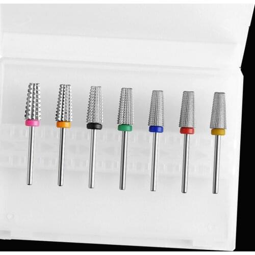 5 in 1 Tapered Safety Carbide Nail Drill Bits With Cut Drills Carbide Milling Cutter For Manicure Remove Gel Nails Accessories