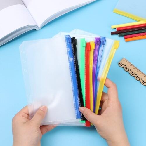 A6 Pvc 6 Holes Binder Pockets Loose Leaf Bags Transparent Zipper Bags Zipper Folders Notebook Filing Bag Card Holder Bag Pouch