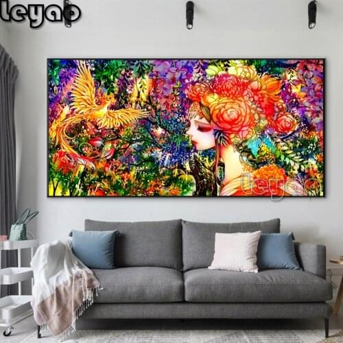Diamond Painting 5d Flower phoenix beauty Landscape Full Square Diamond Embroidery Cross Stitch fantasy Craft Kit Home Art Decor