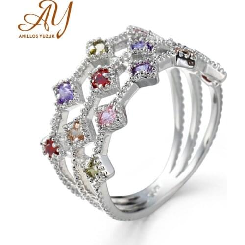 Anillos Yuzuk Natural Tourmaline Gemstone Fashion Multicolor Ring Real 925 Sterling Silver Fine Jewelry Wedding Rings For Women