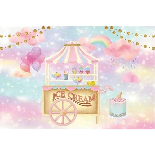 Color Ice Cream Baby Birthday Photography Background Holiday Celebration Party Decor Photo Booth Studio Prop
