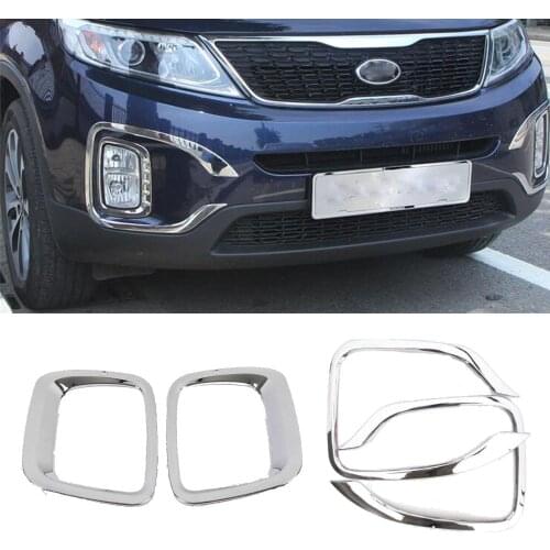 For Kia Sorento 2013 2014 Car Front Fog Light Lamp Detector Frame Stick Styling ABS Chrome Cover Trim Hoods Parts Molding