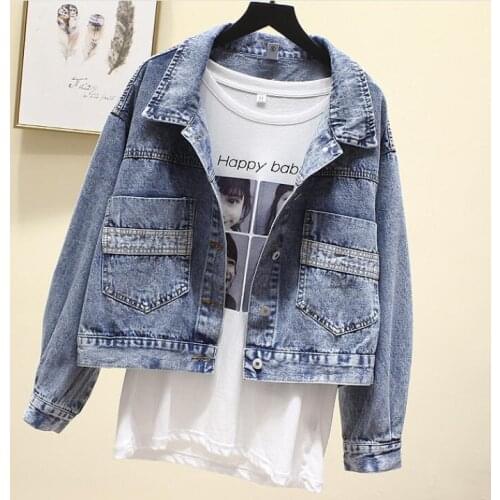 Denim Jacket Women Spring Coat Ripped oversized Outerwear Coats Windbreaker Boyfriend Female Jeans Jacket Plus Size