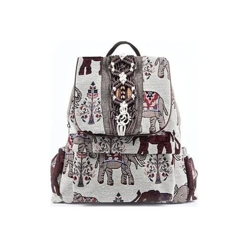 Nice bohemian string appliques women shopping backpacks!Hot national prints lady casual cover backrack All-match canvas backruck