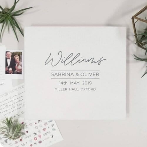 Personalised Wedding Album,Wedding Album White with Gray Lettering,Guest Book Alternative Photo Album,Rustic Wedding Gifts