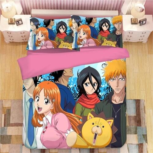 Anime Bleach Duvet Cover Set Comforter Bedding Sets Luxury Manga 3pc Set with 1 Duvet Cover and 2 Pillowcases Gift for Anime Fan