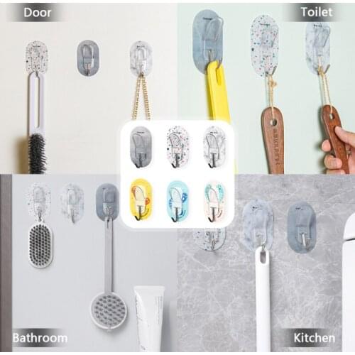 1PC Creative Wall Hanging Hook Bathroom Kitchen Load-bearing Free Punching Seamless Hook Strong Multifunctional Color Random