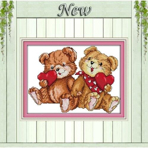 Bear lovers cartoon animal crafts paintings Counted Printed on canvas DMC 11CT 14CT Cross Stitch kits Needlework Sets embroidery