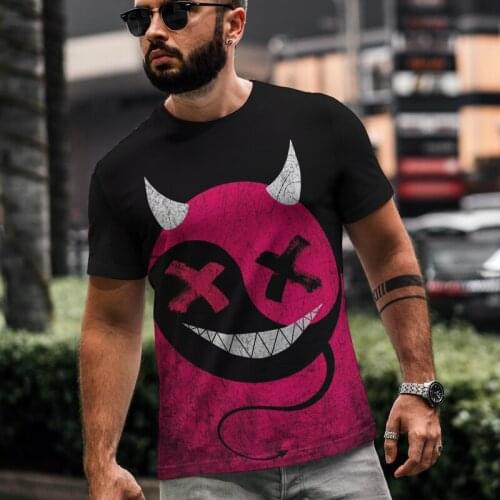2021 New Sin Smile Xoxo Pattern 3d Printed T-shirt Fashion Mens Street Casual Sports Shirt Male O-neck Oversized T-shirt