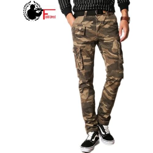 Military Style Clothing Camouflage Slim Fit Trouser Straight Cargo Pants Men Casual Tactical Camo Jogger Male Army Green Khaki