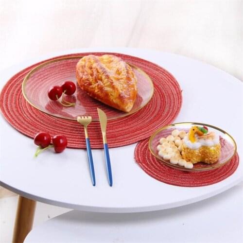 2PCS Pack Round Table Mat Coaster Set Cotton Linen Coffee Table Decor Placemat Stain Resistant Kitchen Pad Doilies Cup Wine Mat