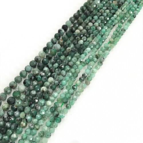 Natural Emerald faceted round seed beads without treatment charm For Jewelry Making DIY women Bracelet necklace