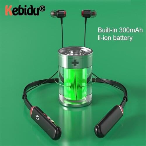 New Wireless Bluetooth Earphones Halter Magnetic Sport Running Headset 9D Heavy Bass LED Digital Display Noise Reduction Headset