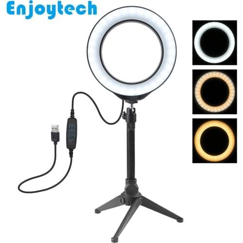 New Desktop Mounts Holder Stands Mini Tripod with 16cm LED Ring Flash for Make-up Live Video Bloggers