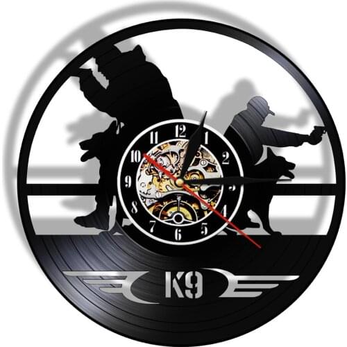 Police And Military Dogs 3D Decorative Art Clocks Watch Vintage Vinyl Record Wall Clock Wall Art Decor Gift Idea For Boy