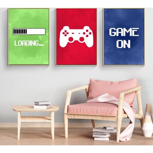 Video Gaming Room Posters Abstract Home Decoration Canvas Painting Funny Party Game Wall Art Pictures for Boys Room Decor