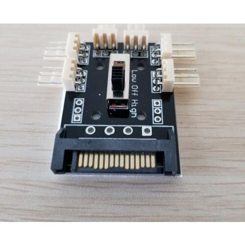 SATA 1 to 6 Multi Way Splitter Cooling Fan Hub 3Pin 12V Power Socket PCB Adapter 2 Level Speed Controller for PC DIY