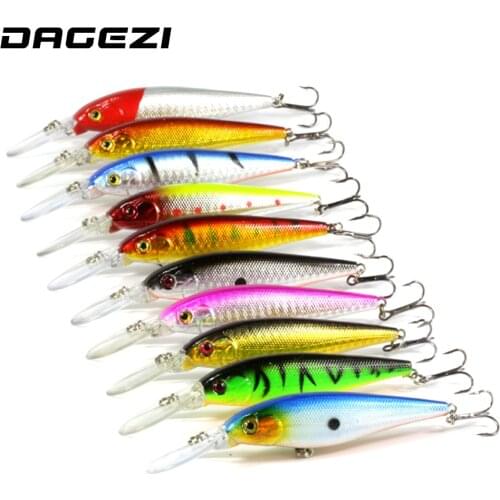 DAGEZI 10 pcs/lot Fishing Lure 0.5-1.5M Deep swim hard bait fish11CM 9G artificial baits minnow fishing wobbler japan pesca