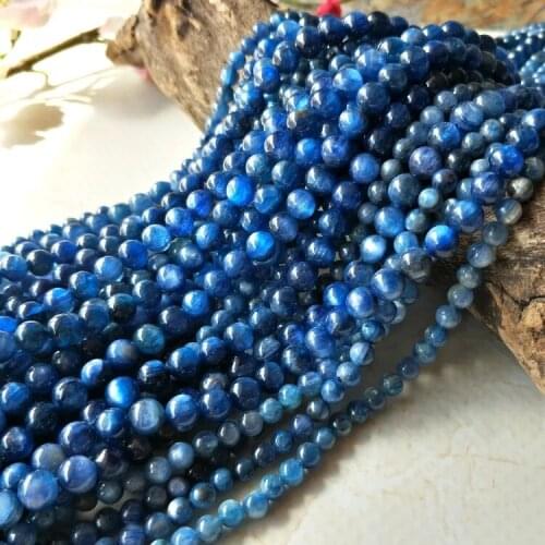 Blue kyanite round 4/6/8/10/12mm 15" for DIY jewelry making loose beads FPPJ wholesale beads nature gem stone