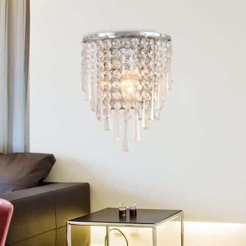 Modern crystal wall lamp for living room bathroom home chrome wall lamp interior lighting decoration LB121819