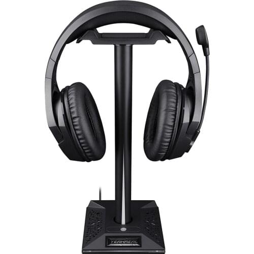 EB01 3.5mm ARGB Headphone Desktop Display Stand Bracket with 2 USB Port Earphones Hanger Rack for Gamers Headsets PC Accessories