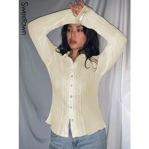 Женские шифоновые рубашки Sweetown China At AliExpress