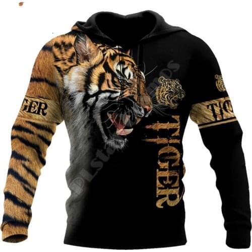 Mens Long Sleeve Hoodie Unisex Sportswear Premium Tiger Skin 3D Printing Casual Zipper Pullover Sweater Fashion