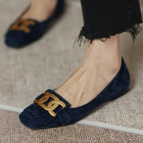 1cm low heel square toe shallow metal fasteners solid beauty girl preppy style leisure concise slip on women shoe MUC20 MUYISEXI