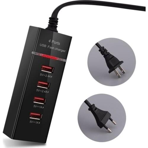 Universal 4 USB Port Fast Phone Charger Travel Wall Power Fast Charging Socket EU US Plug Adapter For IPhone For Mobile Phones