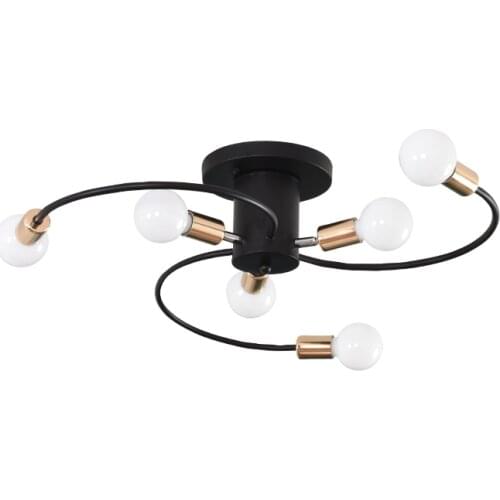 Vintage Ceiling Lamp E27 6 Head Iron Black/White/Gold Indoor Lighting Lamp For Living Room Bedroom LED Retro Chandelier