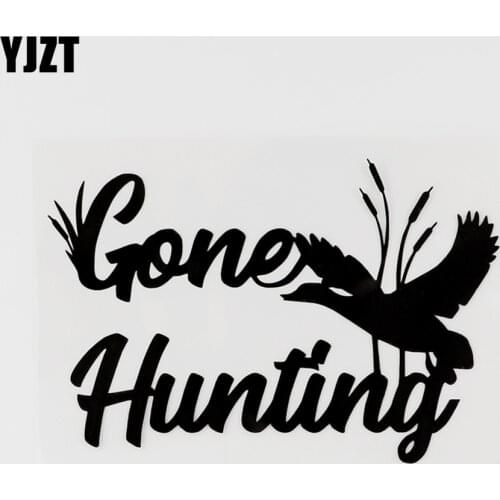 YJZT 14.6CMX9.7CM Gone Hunting Vinyl Animal Wild Goose Car Sticker Black/Silver 8C-0111