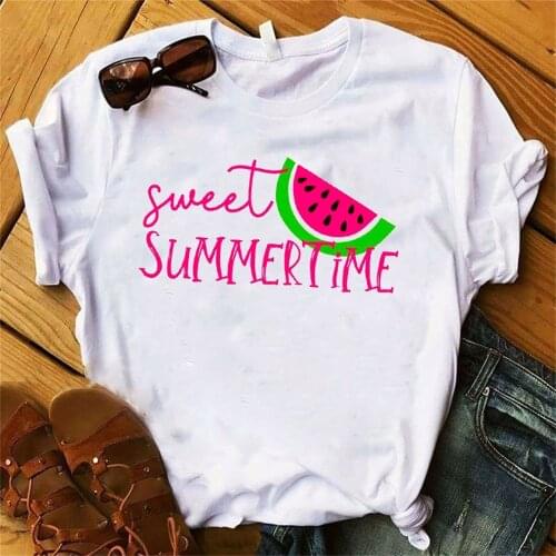 Women Lady T Shirt Watermelon Sweet Fruit Printed Tshirt Short Sleeve Tee Shirt Women Female Tops Graphic T-shirt TX5500