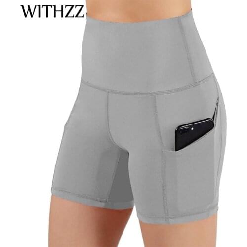 WITHZZ Womens High Waist Fitness Shorts Quick-Dry Pocket Sports Casual Leggings Shorts