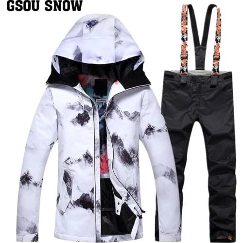 GSOU SNOW Single Double Board Womens Ski Suit Winter Waterproof Windproof Warm Breathable Wear-resistant Ski Jacket Ski Pants