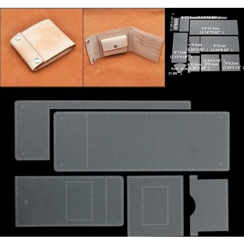 1pc PVC Leather Wallet Template DIY Folded Wallet Stencil Sewing Pattern Leather Craft Template Home Supplies