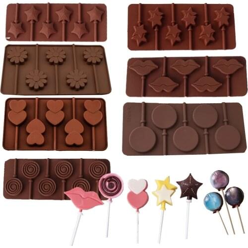 1 Pcs Ice Cookie Biscuit Mold Pan Silicone Cake Molds Pudding Jelly Candy Cake Chocolate Soap Bakeware Round Lollipop Mould