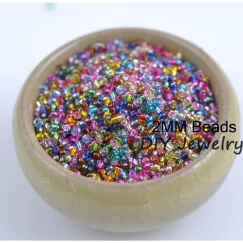 16g 1000pcs 2mm 12/0 Mix Color Silver Lined Round Loose Spacer Beads Cezch Glass Seed Beads Jewelry Making DIY Garment Bead