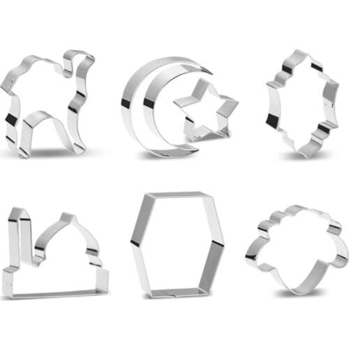 12Pcs Eid Mubarak&Ramadan Cookie Cutters DIY Moon Star Biscuit Cutters Cake Mold Baking Tools Ramadan Kareem Party Decor
