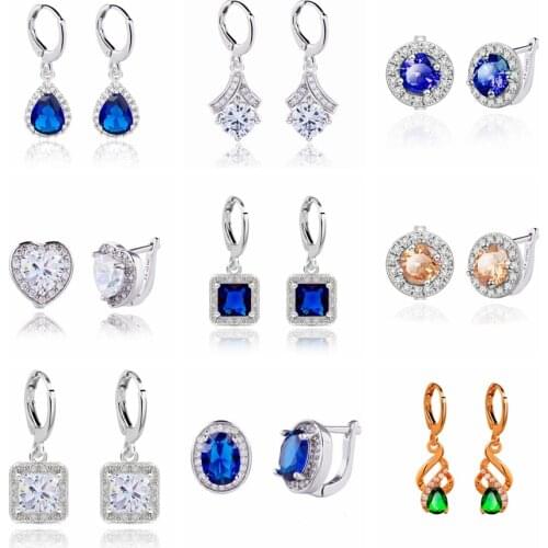 12 Styles Earings Geometric Statement Fashion Small Earrings for Women Girls AAA CZ Wedding Jewelry Gift Earings Wholesale