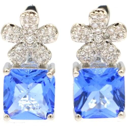 17x9mm New Statement Jewelry Created Violet Tanzanite Bright Cubic Zircon for Women Earrings Wedding Fashion Eye Catching