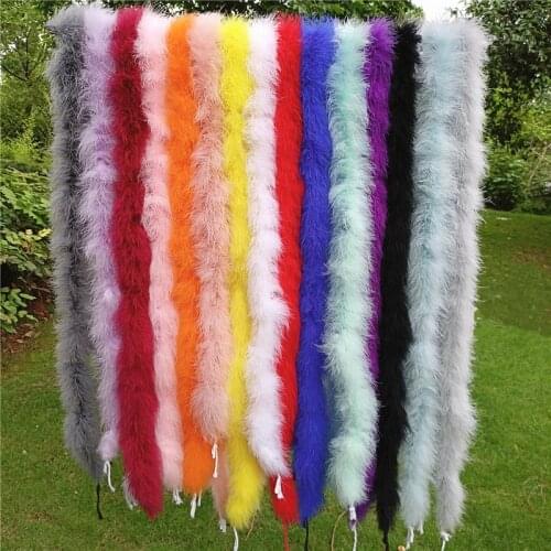 2Meters/Lot Colorful Fluffy Marabou Feather Boa Trims Turkey Feathers for Crafts Shawl DIY Wedding Party Scarf Decoration Plumes