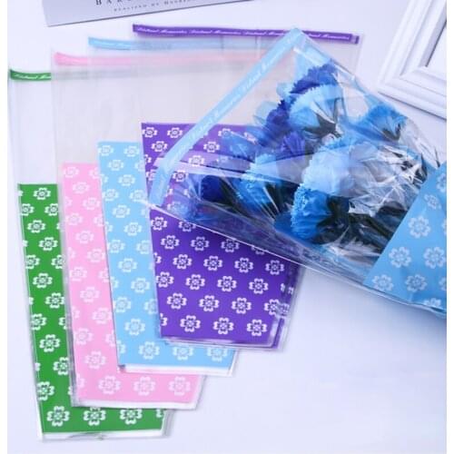 50pcs Flower Wrapping Paper Single Branch Bag OPP Waterproof Cellophane Fresh Bouquet Packaging Florist Decoration