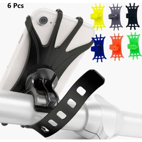 6 Pcs Bicycle Mobile Phone Holder Silicone Motorcycle Bike Handlebar Stand Mount Bracket Mount Phone Holder For iPhone