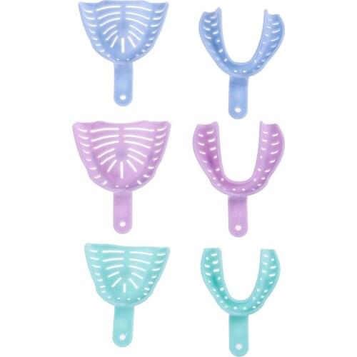 6Pcs/Pack Colorful Dental Impression Trays Plastic Materials Teeth Holder Dental Central Supply For Oral Tools
