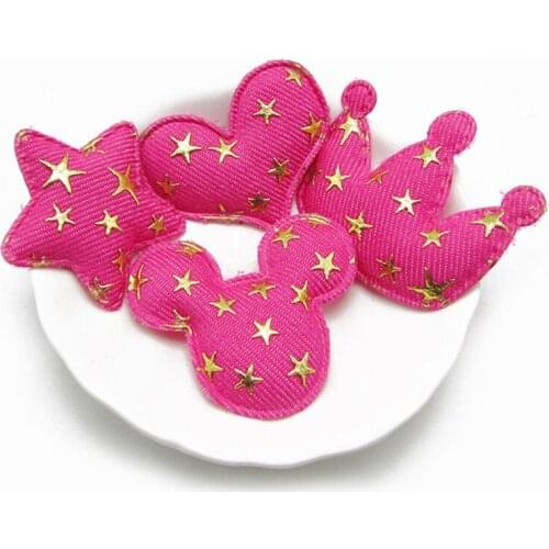 8-24 Pcs Pink Gilding Star Love Heart Crown Patches Appliques DIY Craft Supplies Kids Hair Accessories Clothing Decor Materials