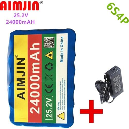 6s4p 24V 24Ah 18650 Battery Lithium Battery 25.2v 24000mAh Electric Bicycle Moped /Electric/Li Ion Battery Pack with Charger