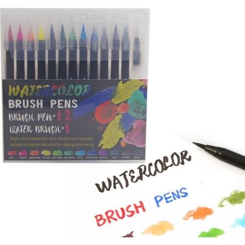 12 Colors Watercolor Brush Pens Art Marker for Drawing Coloring Books Manga Calligraphy School Supplies Stationery