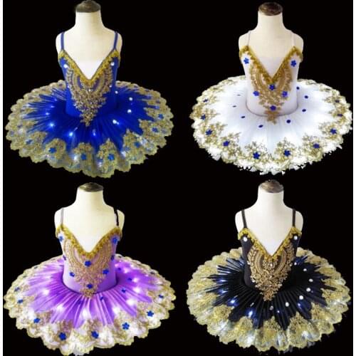 Ballet skirt for bright children stage LED light show special effects Swan Lake Tutu for panake Dancewear girl